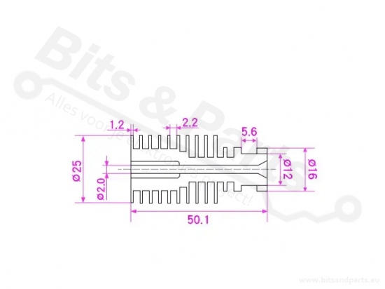 Heatsink E3D V5 short/direct aluminum 1.75mm